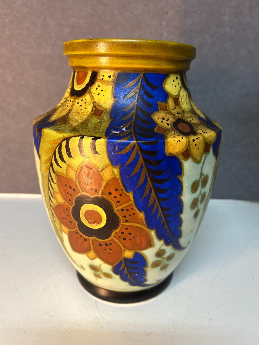 Ceramic Vase By Kéramis With Floral Decor From The 1930s/40s-photo-1