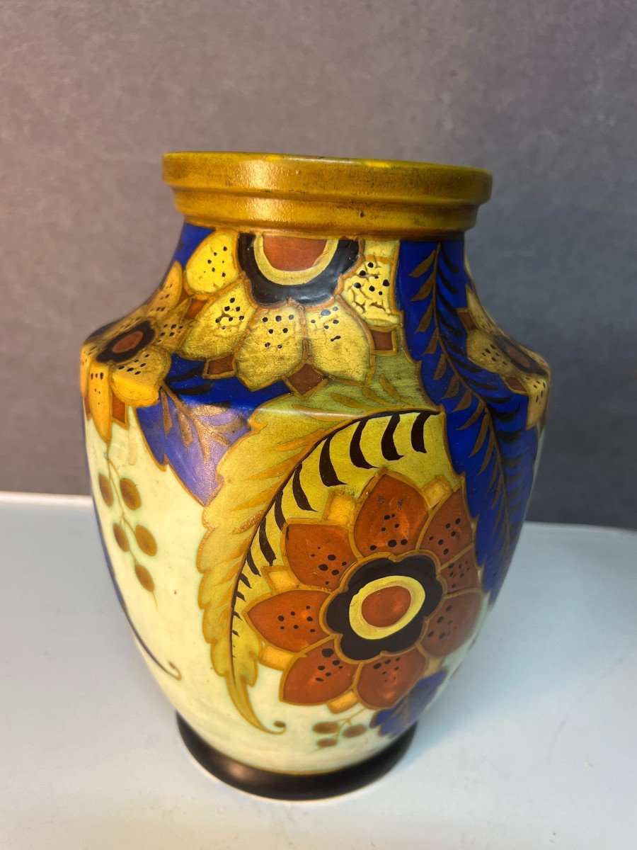 Ceramic Vase By Kéramis With Floral Decor From The 1930s/40s-photo-5