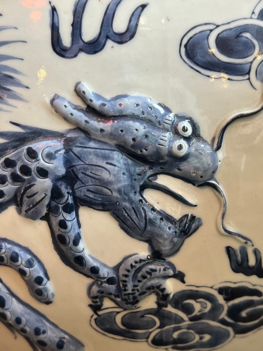 Important Antique Aquarium Vase In Chinese Porcelain, Circa 1900, Dragon Decor -photo-6