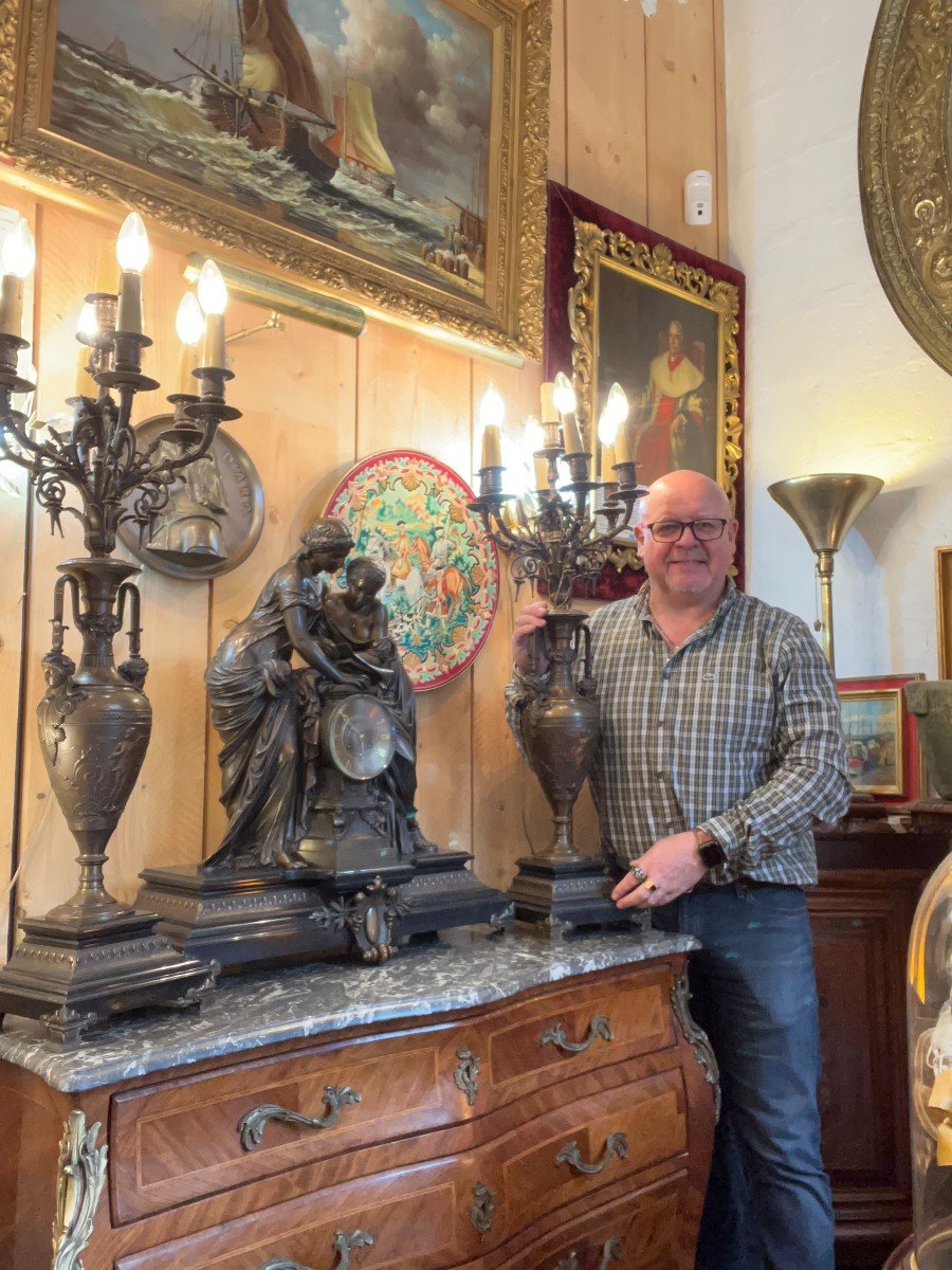 Imposing Fireplace Trim Signed By Mathurin Moreau In Bronze 19th Century-photo-2