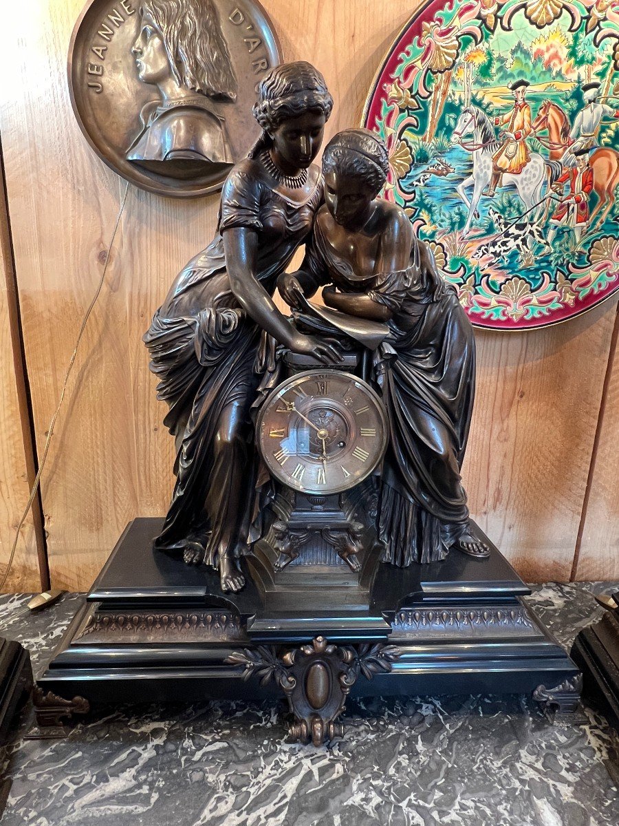 Imposing Fireplace Trim Signed By Mathurin Moreau In Bronze 19th Century-photo-3