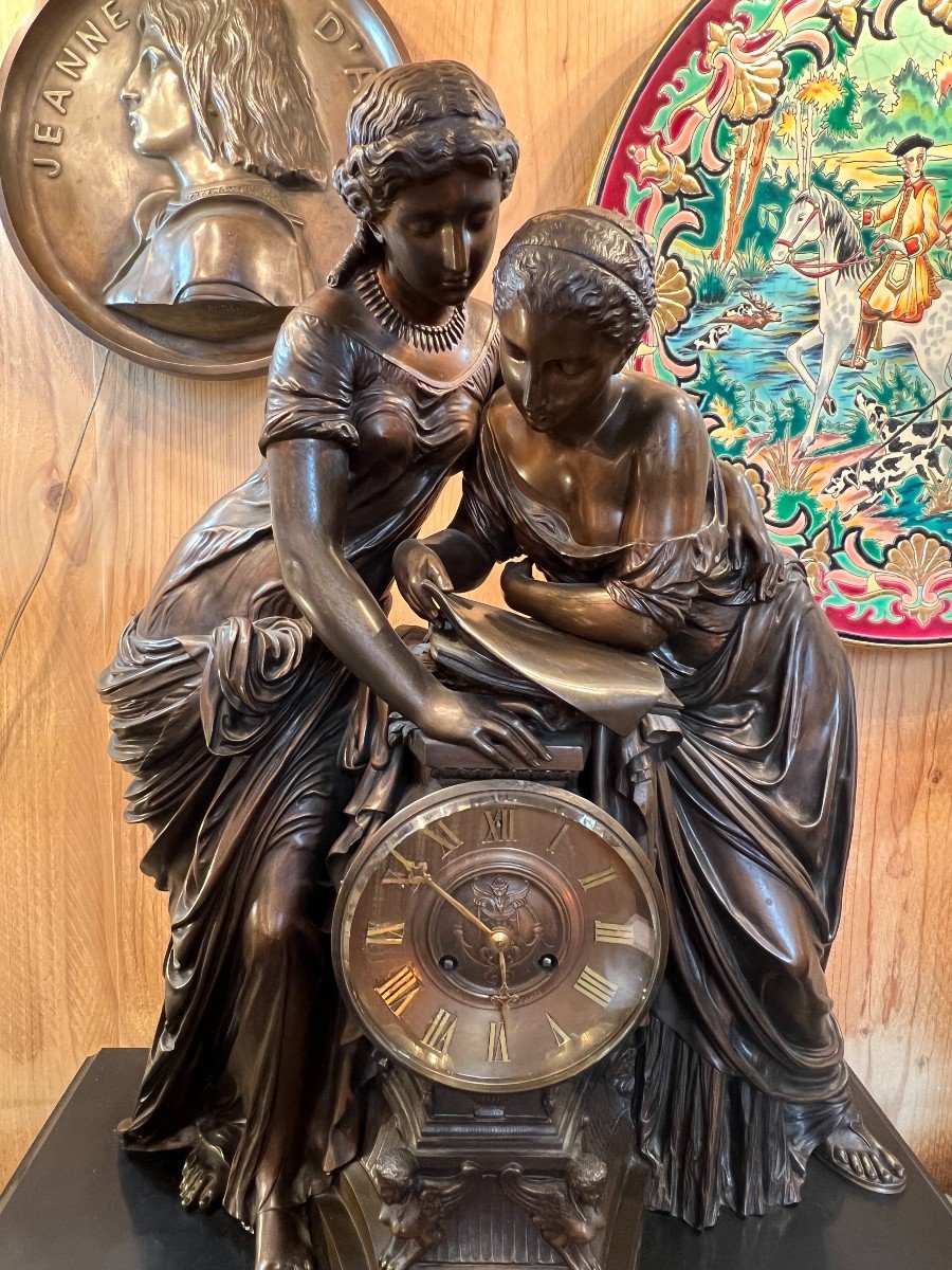 Imposing Fireplace Trim Signed By Mathurin Moreau In Bronze 19th Century-photo-4