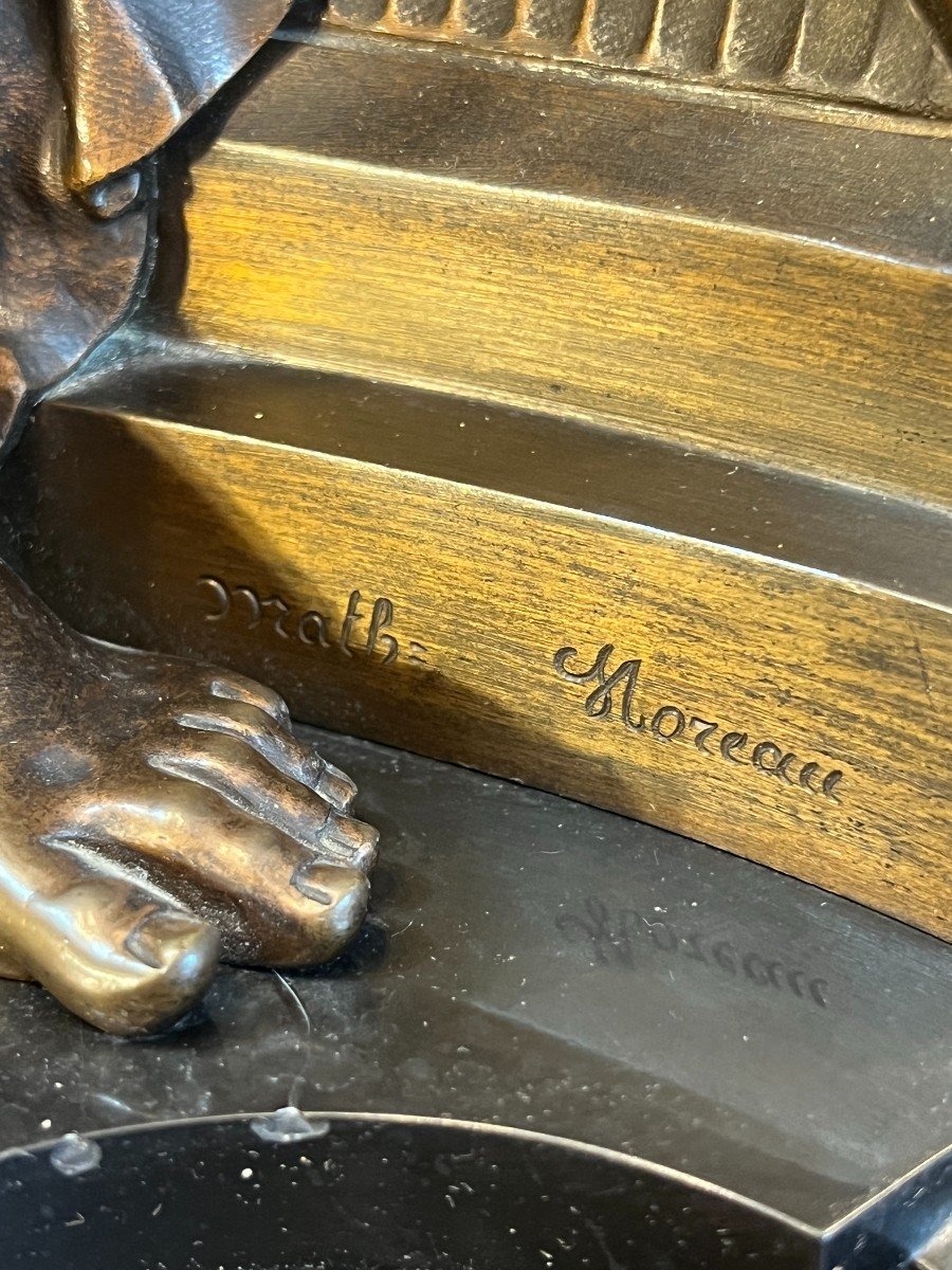 Imposing Fireplace Trim Signed By Mathurin Moreau In Bronze 19th Century-photo-3