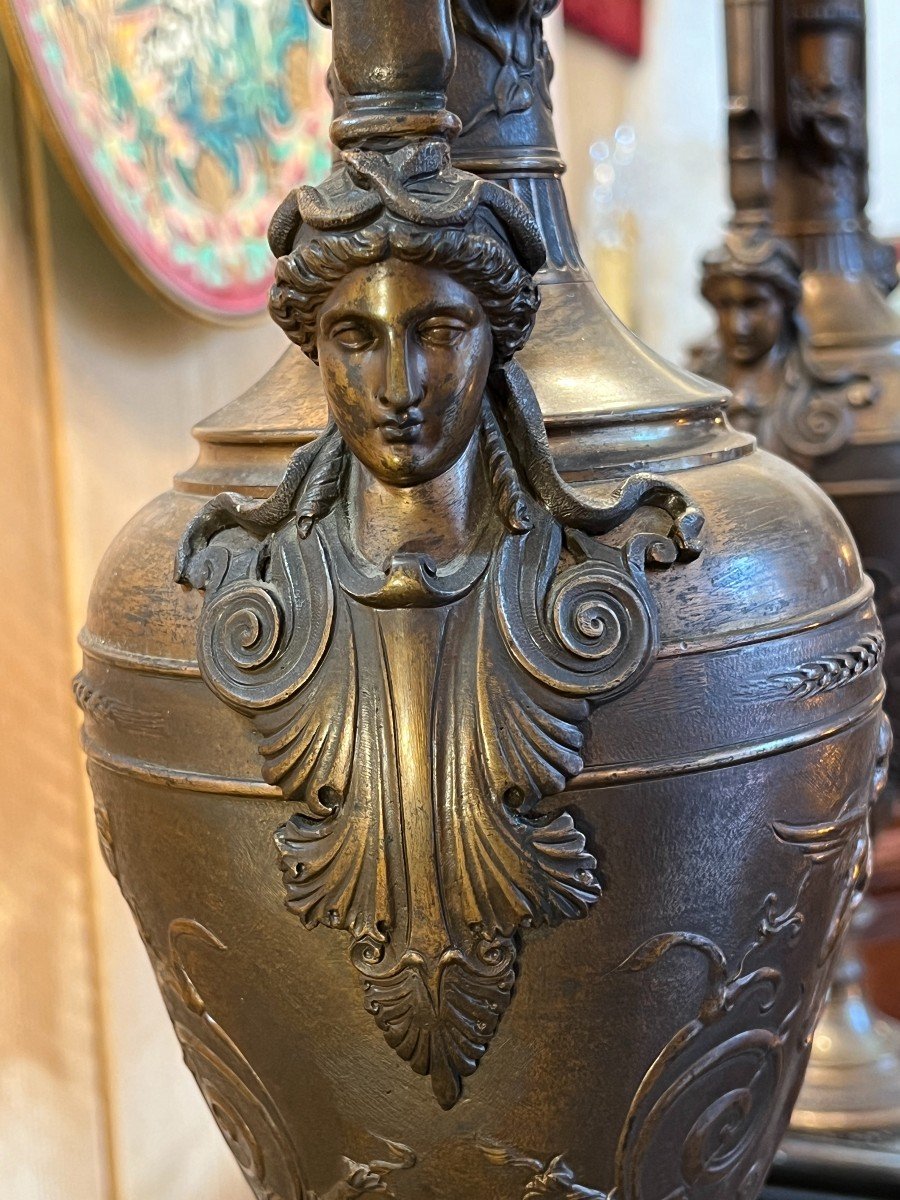 Imposing Fireplace Trim Signed By Mathurin Moreau In Bronze 19th Century-photo-8