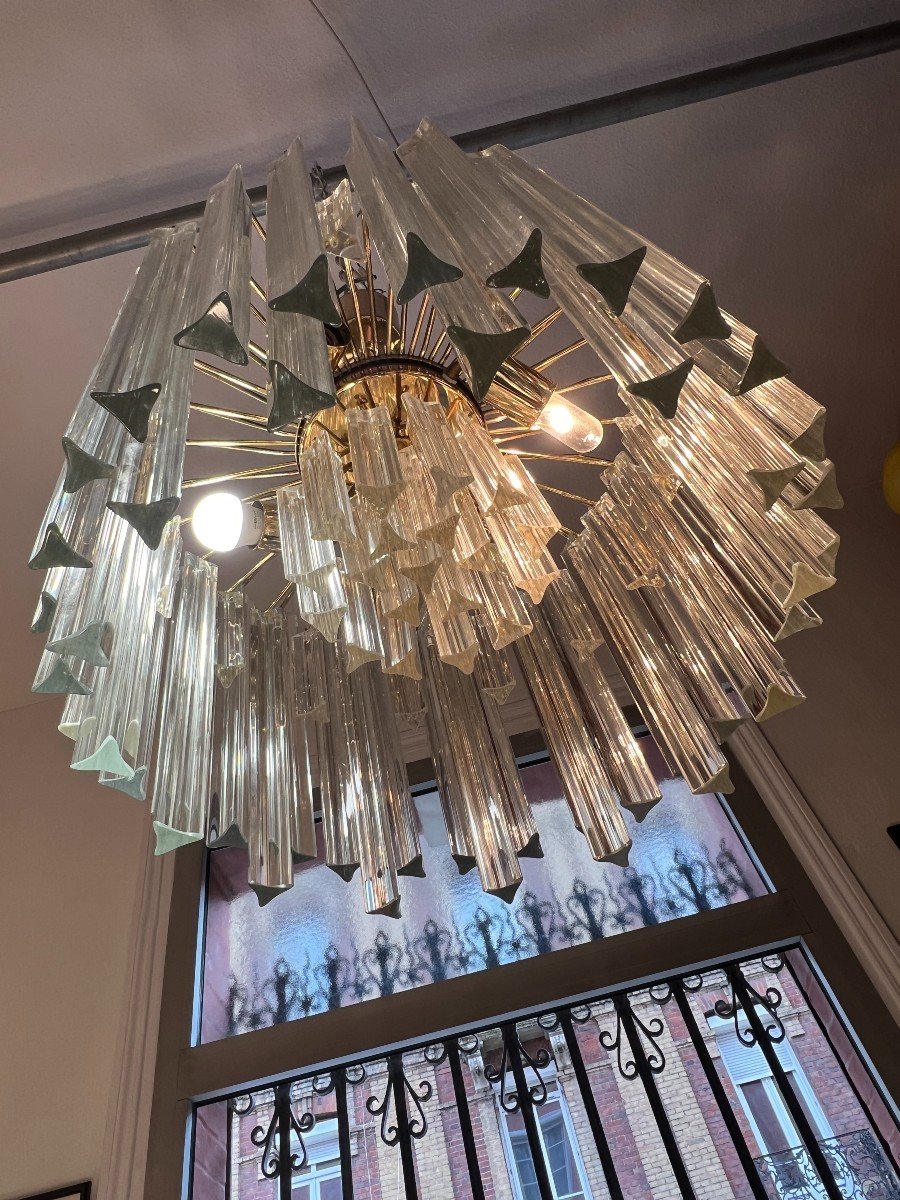 Venini Chandelier With Tridri Crystal Cascades, Circa 1960-photo-5