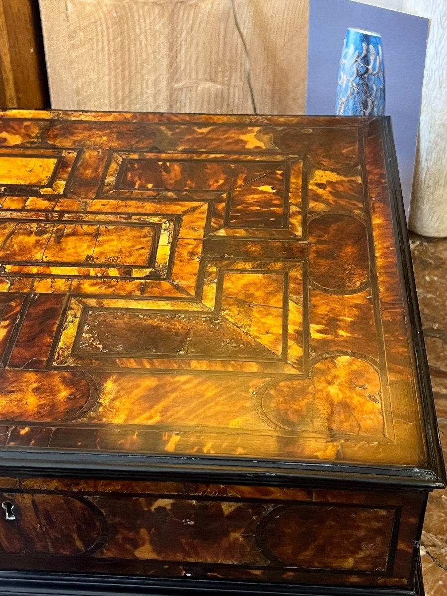 Important Coffret Ancien Recouvert En écaille De Tortue, époque Fin XVIIe Siècle-photo-4