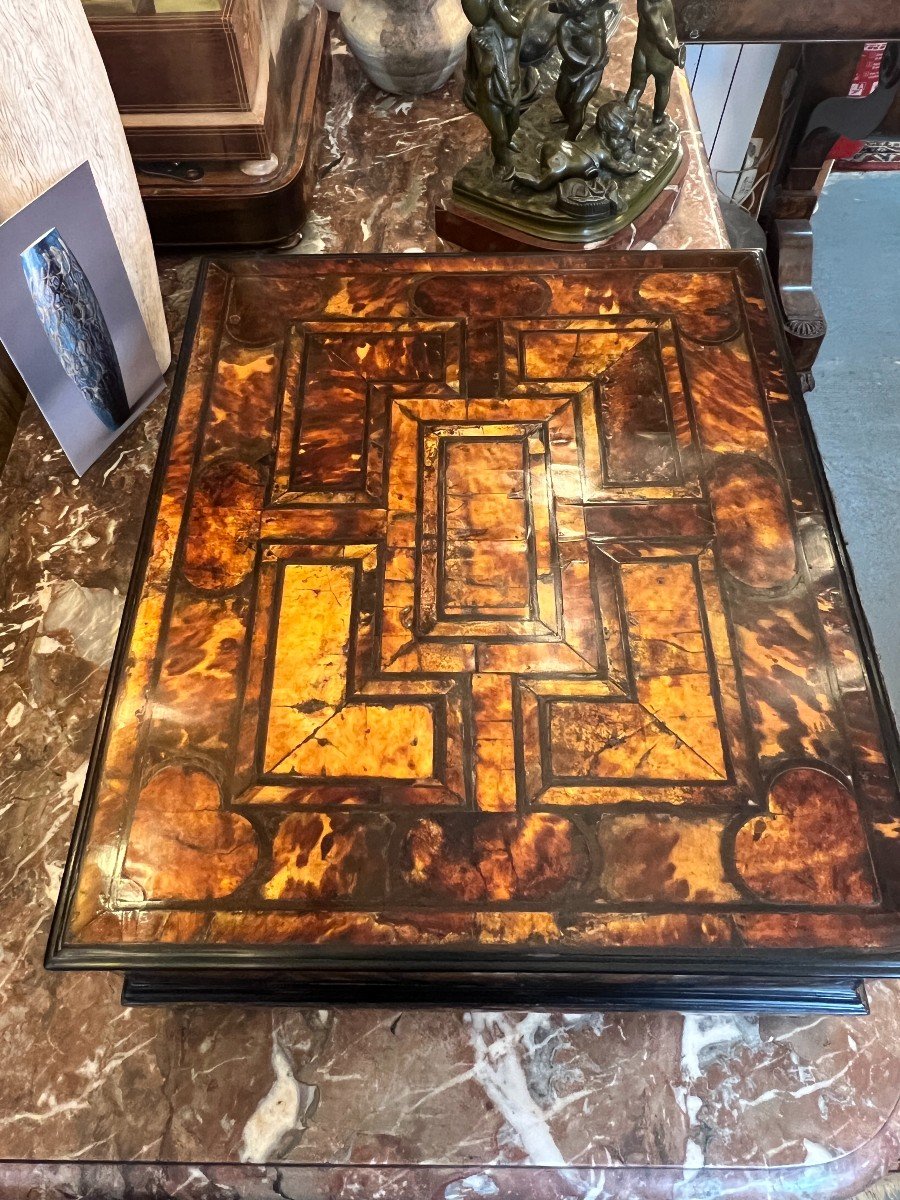 Important Coffret Ancien Recouvert En écaille De Tortue, époque Fin XVIIe Siècle-photo-5