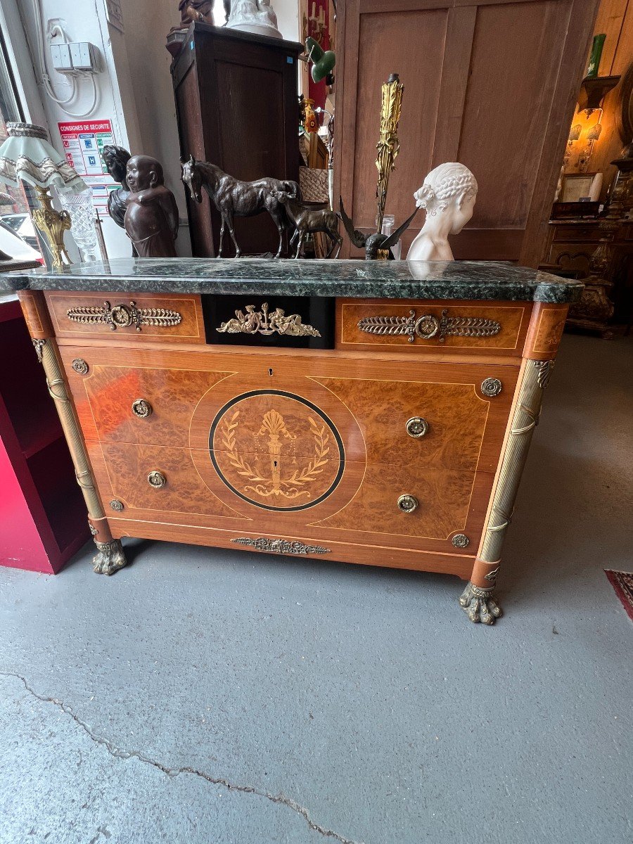 Commode De Style Empire, Importée d'égypte Et Datant Du XXe Siècle, Bronzes Et Bois De Placage-photo-2