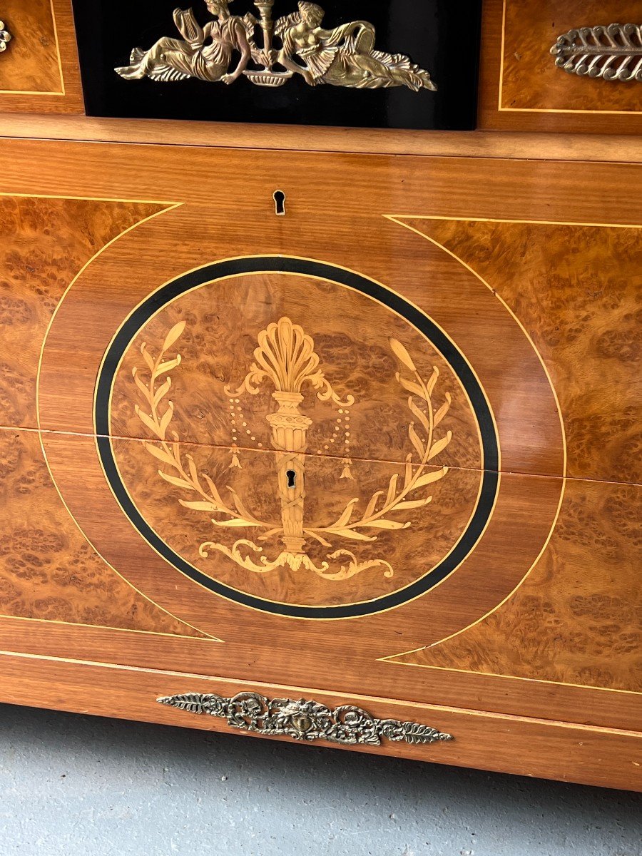 Commode De Style Empire, Importée d'égypte Et Datant Du XXe Siècle, Bronzes Et Bois De Placage-photo-3