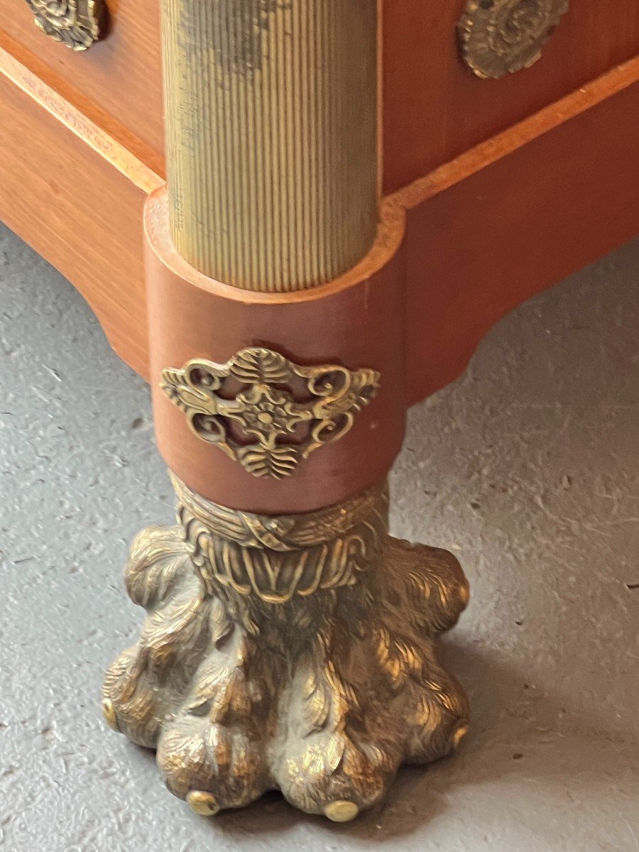 Commode De Style Empire, Importée d'égypte Et Datant Du XXe Siècle, Bronzes Et Bois De Placage-photo-4
