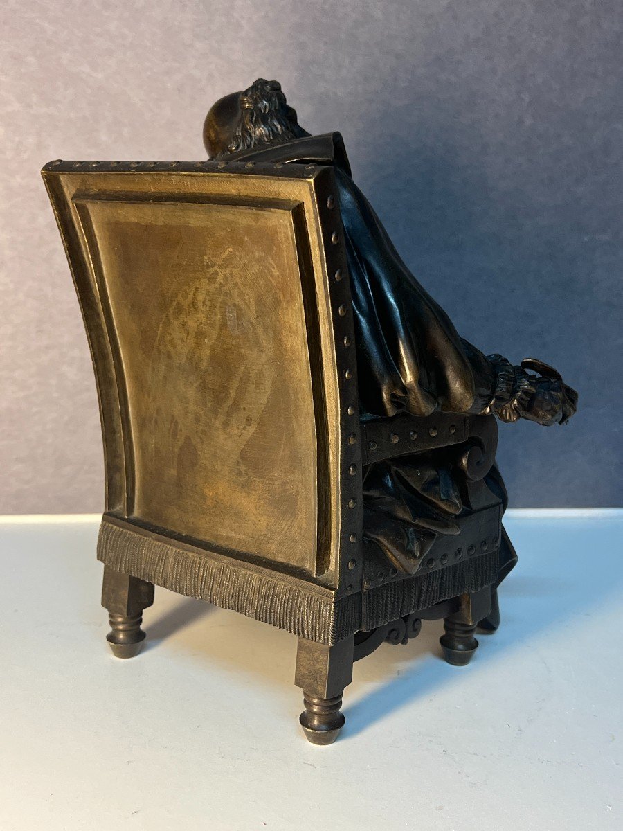 Sculpture Of Molière Seated In An Armchair, Signed Pradier, Late 19th Century-photo-1