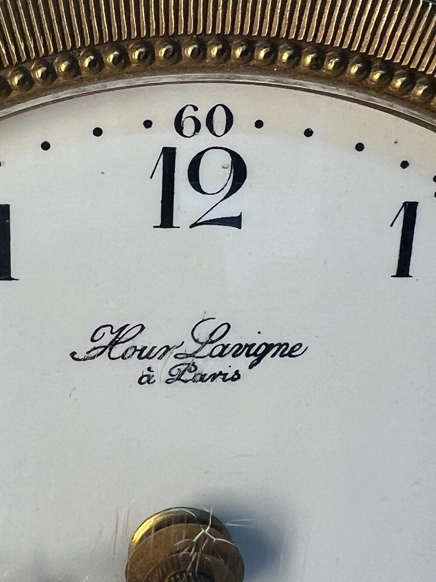 Hour Lavigne In Paris, Beautiful Alarm Clock, In Marble And Gilded Bronze-photo-3