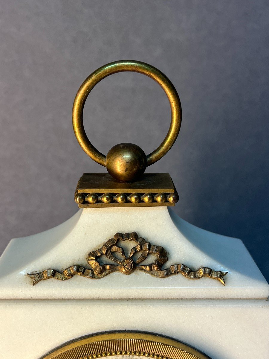 Hour Lavigne In Paris, Beautiful Alarm Clock, In Marble And Gilded Bronze-photo-4