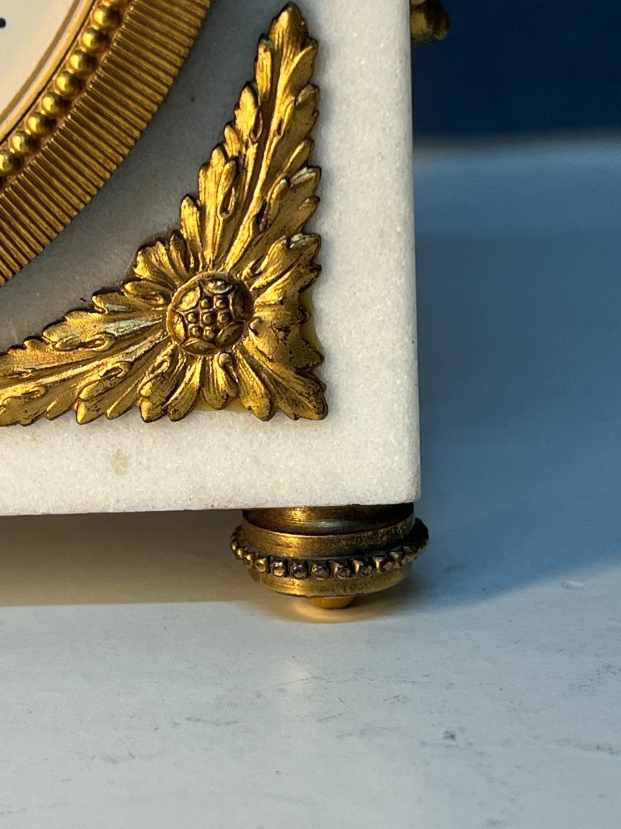 Hour Lavigne In Paris, Beautiful Alarm Clock, In Marble And Gilded Bronze-photo-2