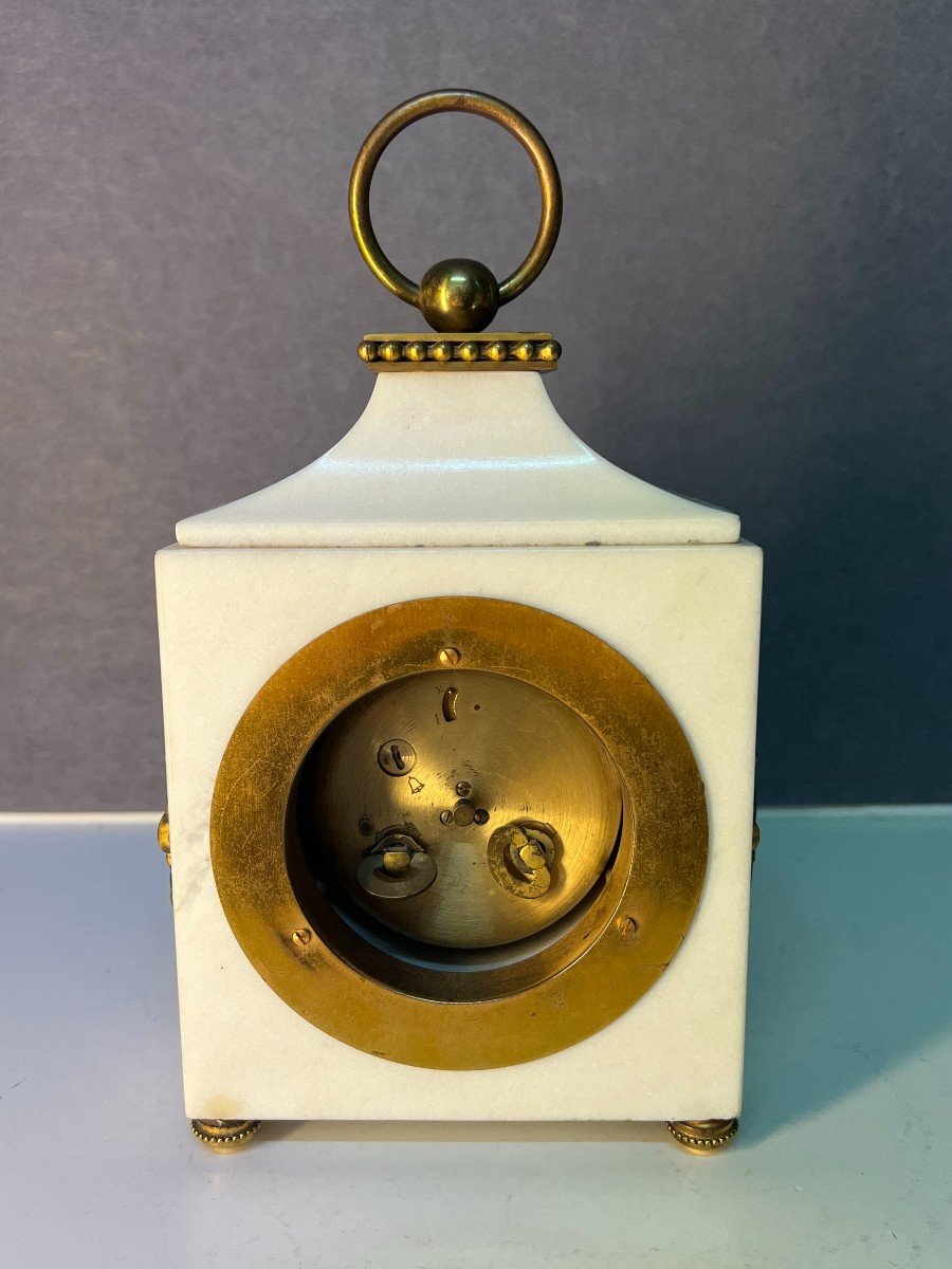 Hour Lavigne In Paris, Beautiful Alarm Clock, In Marble And Gilded Bronze-photo-6