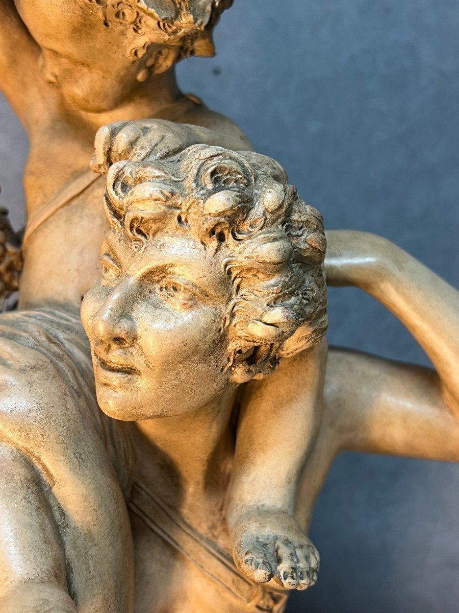 Clodion Sculpture, The Triumph Of Bacchus, 19th Century Terracotta, Height 54 Cm, Very Good Condition-photo-3