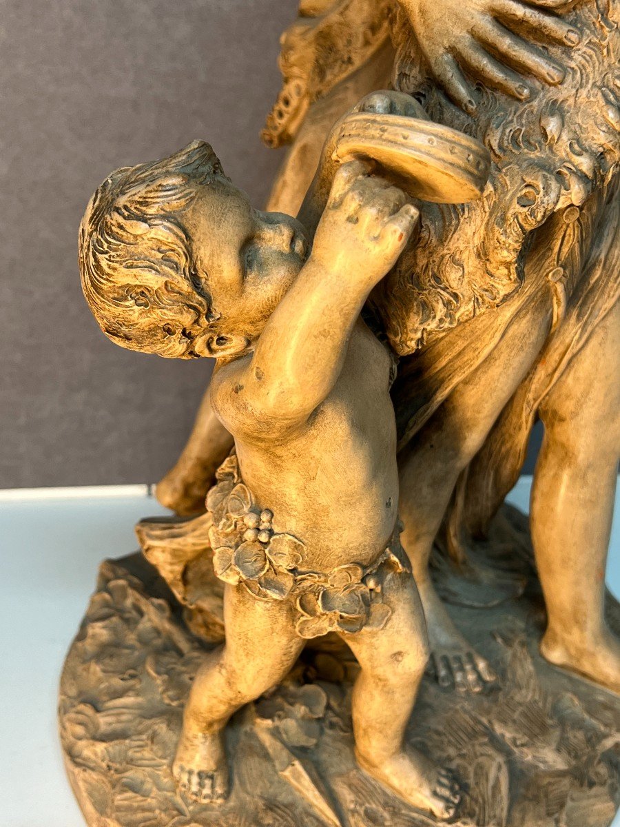 Clodion Sculpture, The Triumph Of Bacchus, 19th Century Terracotta, Height 54 Cm, Very Good Condition-photo-2