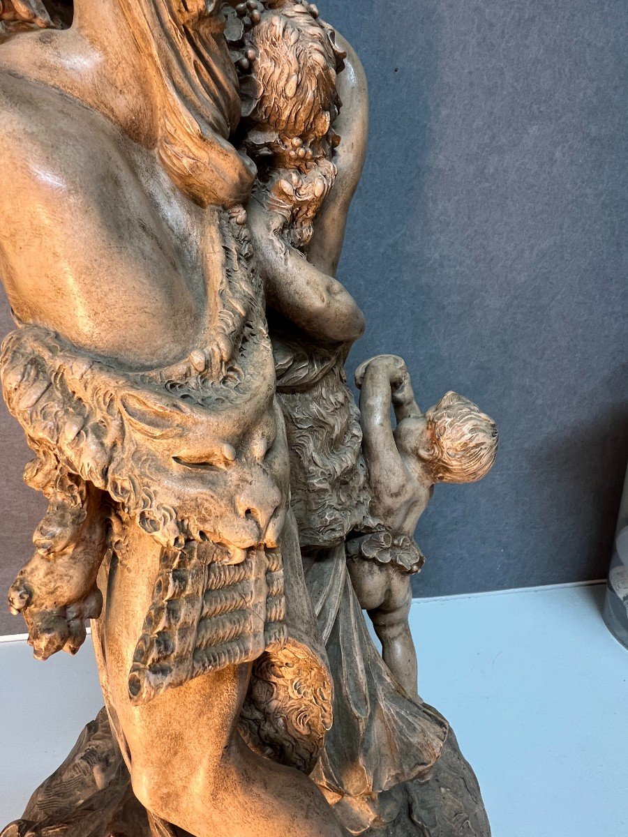 Clodion Sculpture, The Triumph Of Bacchus, 19th Century Terracotta, Height 54 Cm, Very Good Condition-photo-4