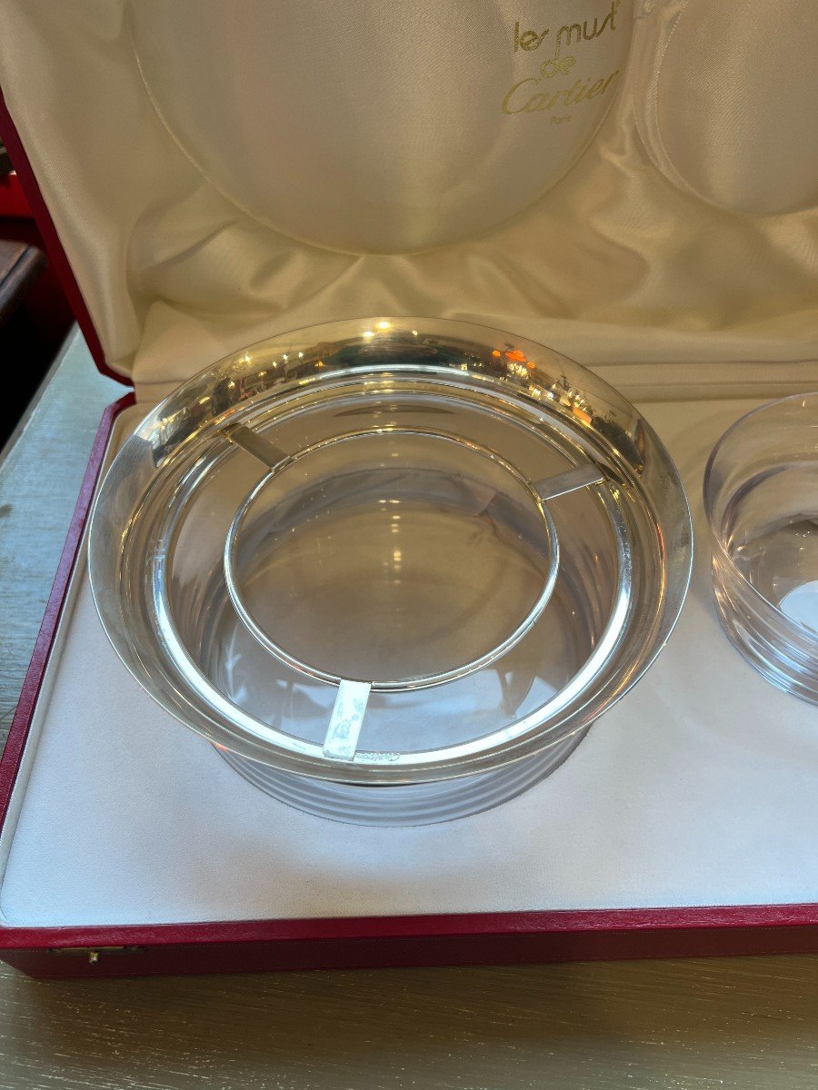 Caviar Bowl Service In Crystal And Sterling Silver (minerva 925) The Must De Cartier In Paris-photo-2