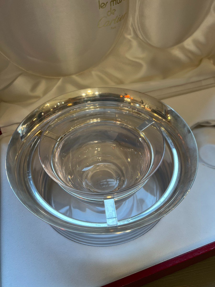 Caviar Bowl Service In Crystal And Sterling Silver (minerva 925) The Must De Cartier In Paris-photo-4