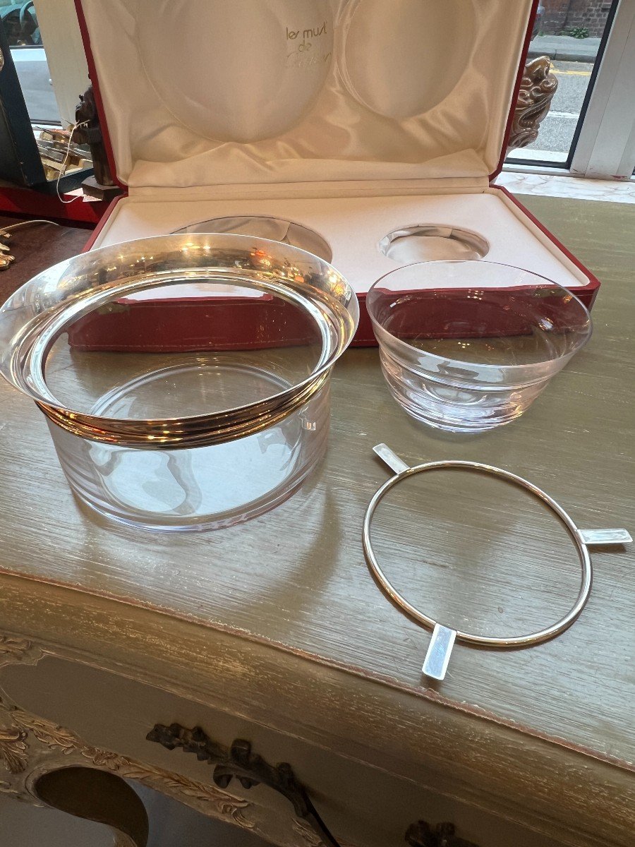 Caviar Bowl Service In Crystal And Sterling Silver (minerva 925) The Must De Cartier In Paris-photo-7