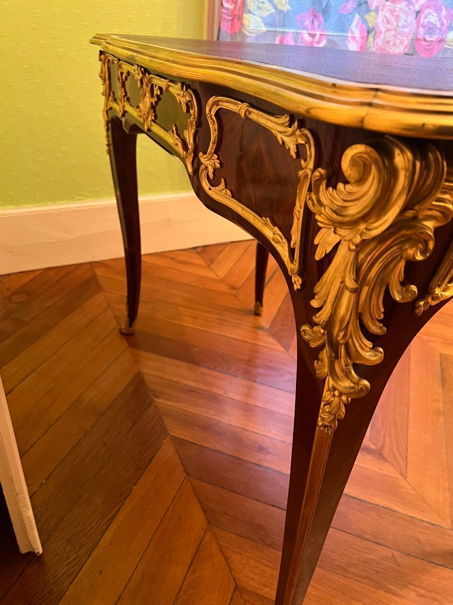 Paul Sormani, Stamped Lady's Desk, Violet Wood Marquetry, 19th Century -photo-3