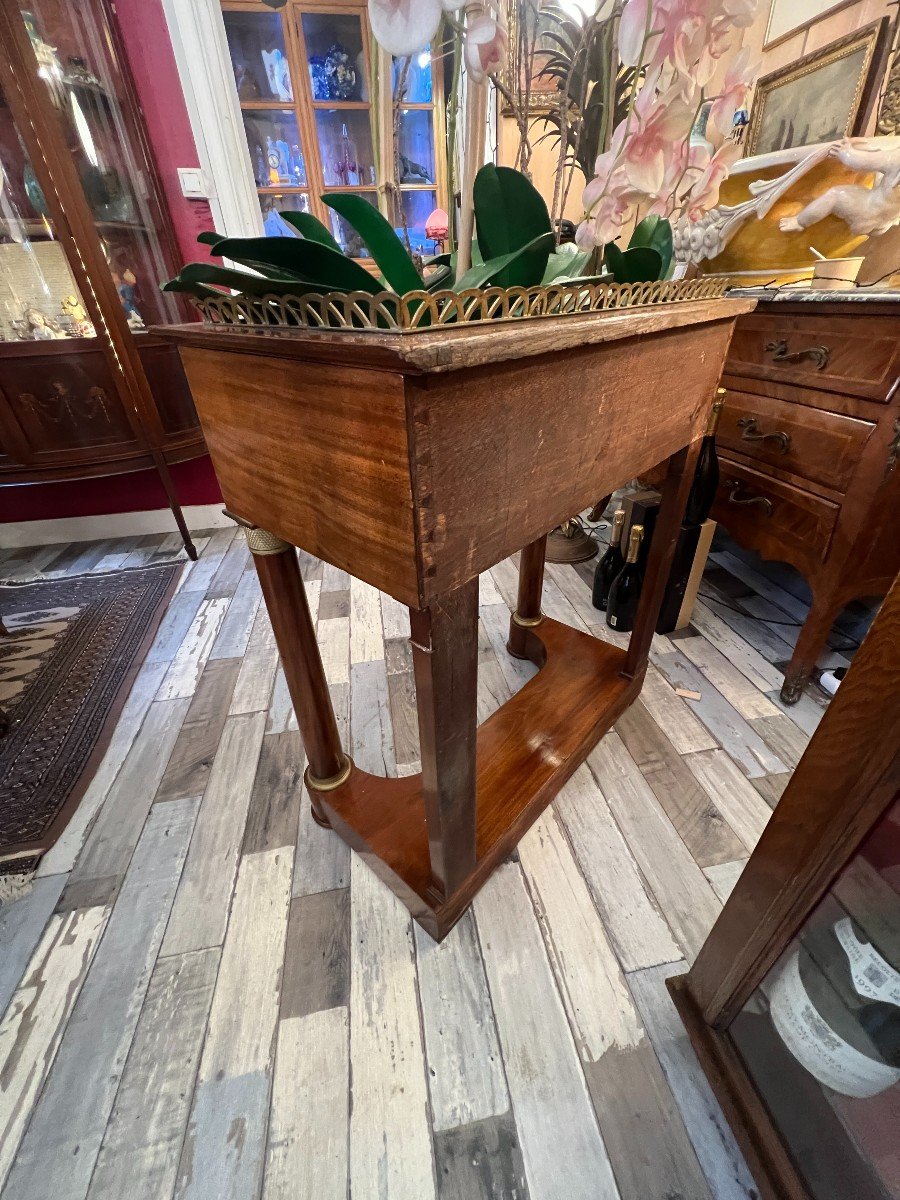 Jolie Jardinière En Marqueterie Et Bronze Doré, époque Empire, XIXe Siècle-photo-3