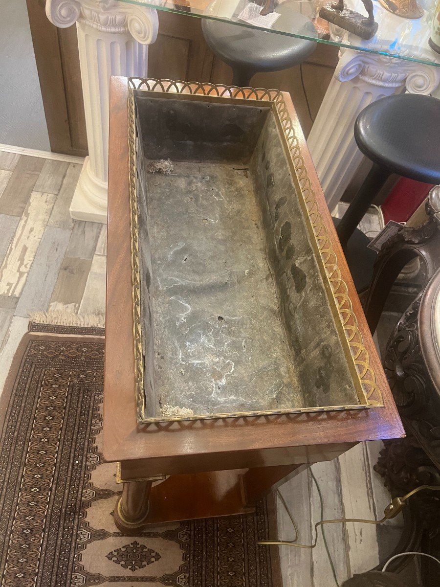 Jolie Jardinière En Marqueterie Et Bronze Doré, époque Empire, XIXe Siècle-photo-7