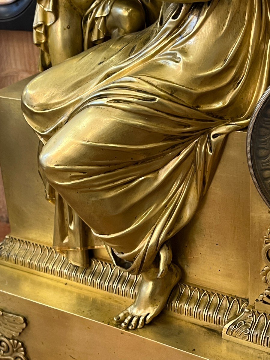 Magnificent And Important Restoration Period Clock, Early 19th Century, Gilded Bronze, 52 Cm-photo-5