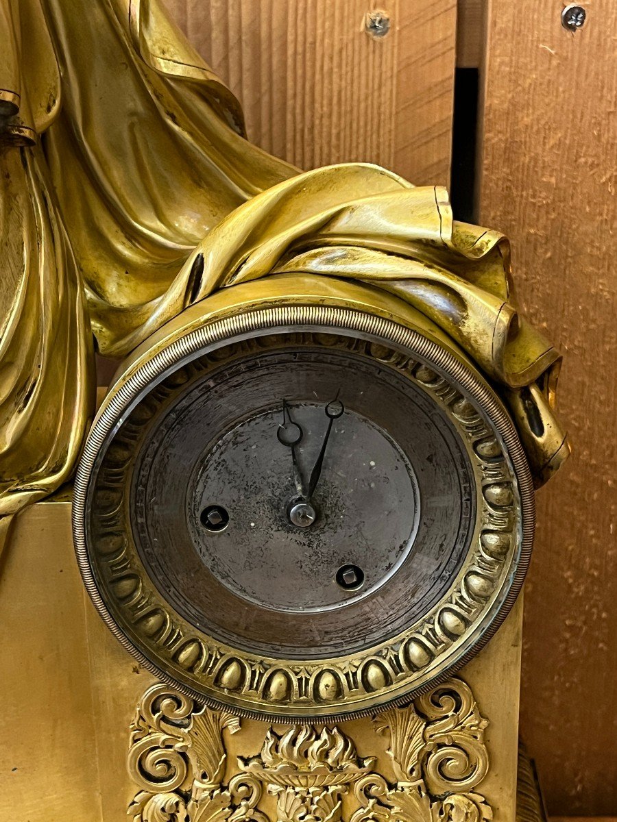 Magnificent And Important Restoration Period Clock, Early 19th Century, Gilded Bronze, 52 Cm-photo-7
