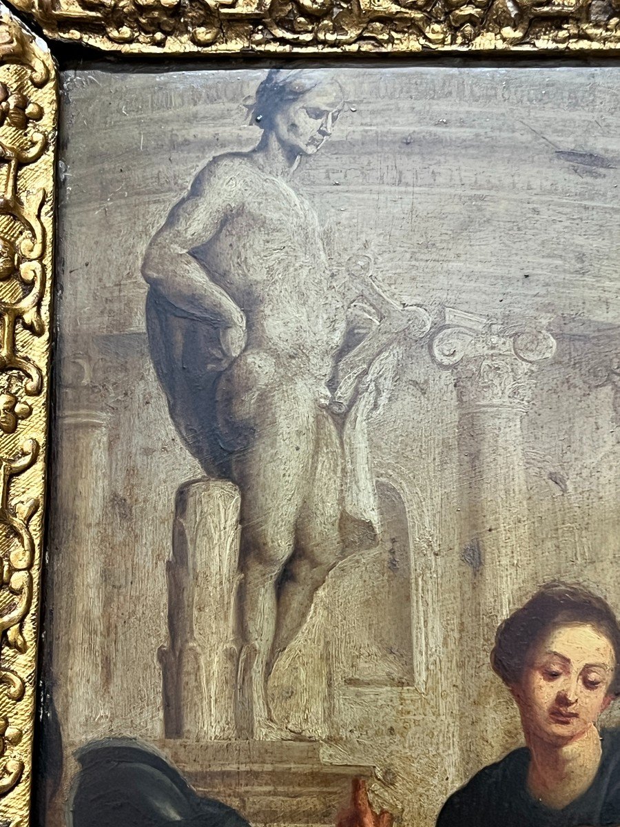 17th Century Flemish School, Oil On Copper, Follower Of Rubens, Louis XIV Period Frame-photo-4