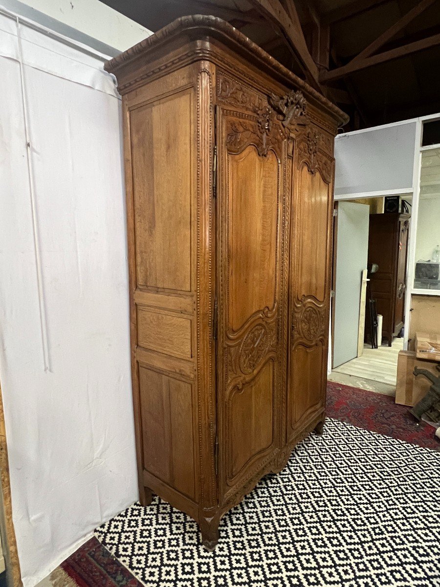 Armoire De Mariage Normande En Chêne Clair, époque XIXe, Bel état, H 244 Cm-photo-7