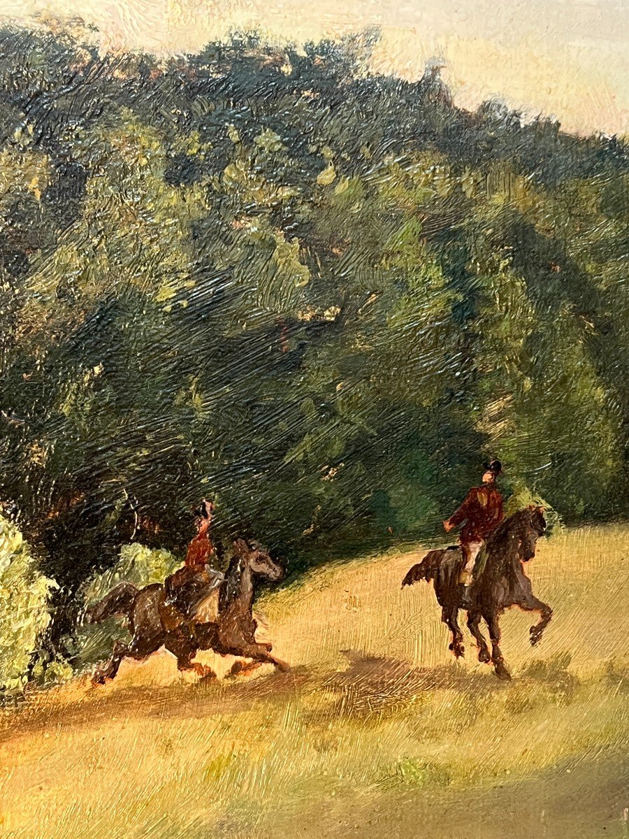 Paul élie Ranson (1862-1909), Huile Sur Toile Encadré, Cavaliers Sortant d'Un Bois, Tbeg-photo-3