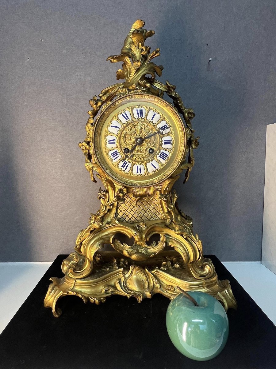 Imposante Pendule Cartel De Style Louis XV En Bronze Massif Estampillée De Henri Picard-photo-3