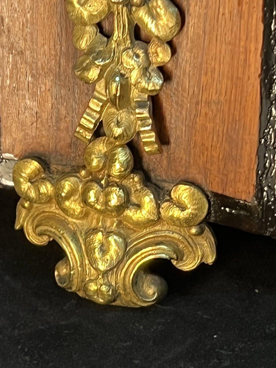 19th Century Table Planter In Veneered Wood And Gilt Bronze Ornament Stamped Fm-photo-3