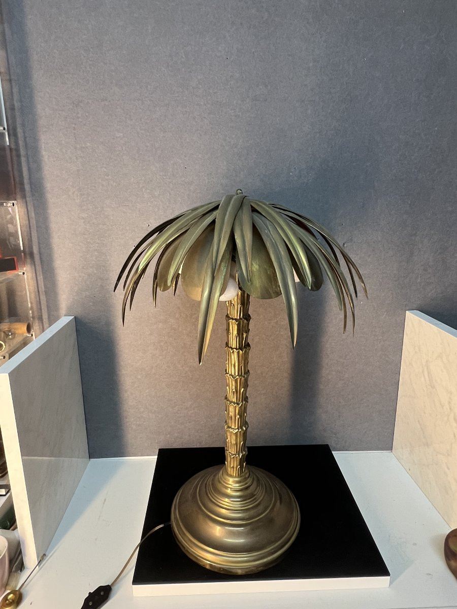 Palm Tree Lamp In The Style Of Maison Charles, Bronze And Brass, 20th Century Design-photo-1