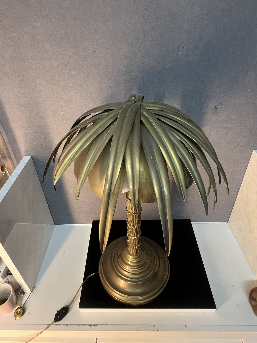 Palm Tree Lamp In The Style Of Maison Charles, Bronze And Brass, 20th Century Design-photo-2