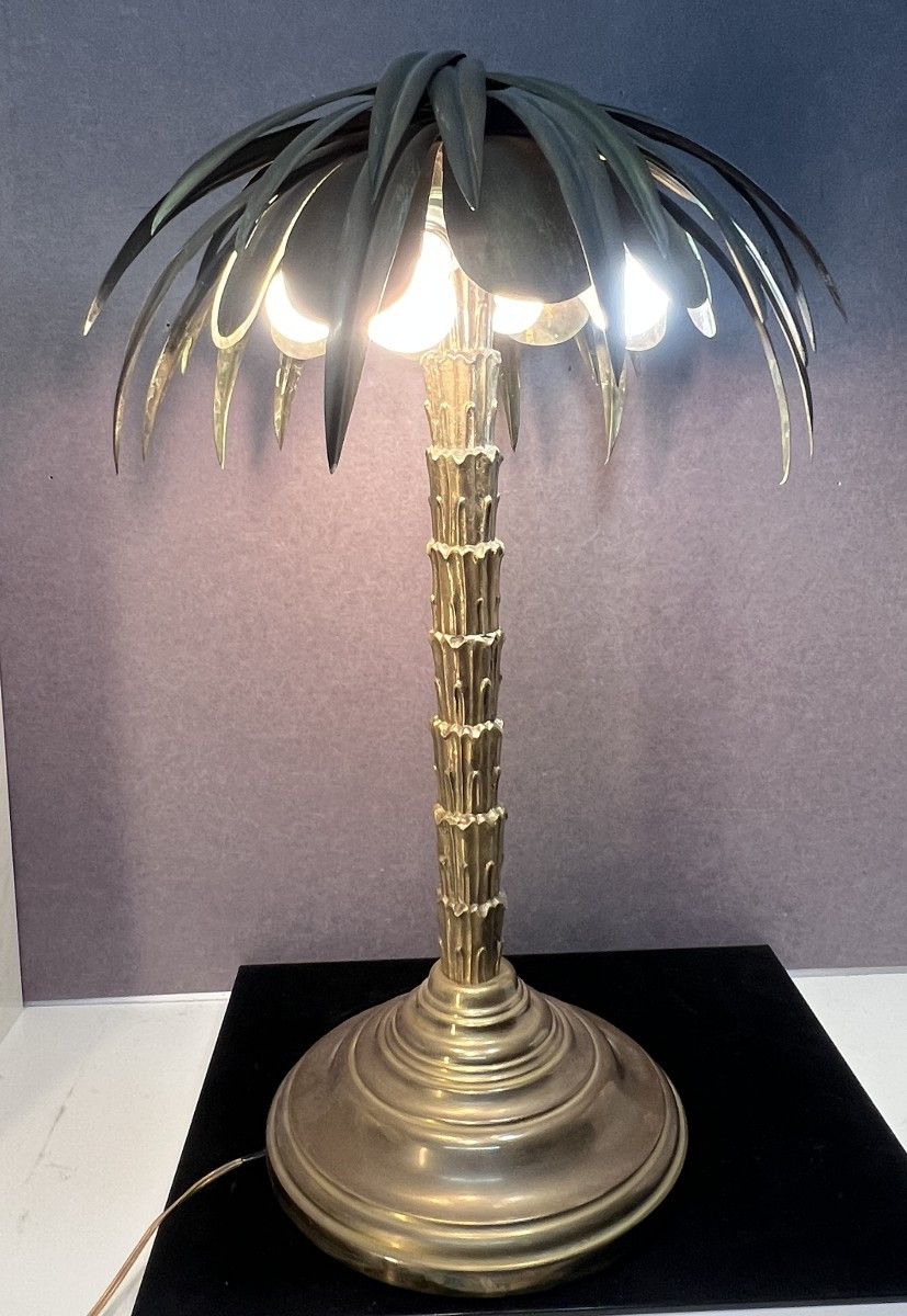 Palm Tree Lamp In The Style Of Maison Charles, Bronze And Brass, 20th Century Design