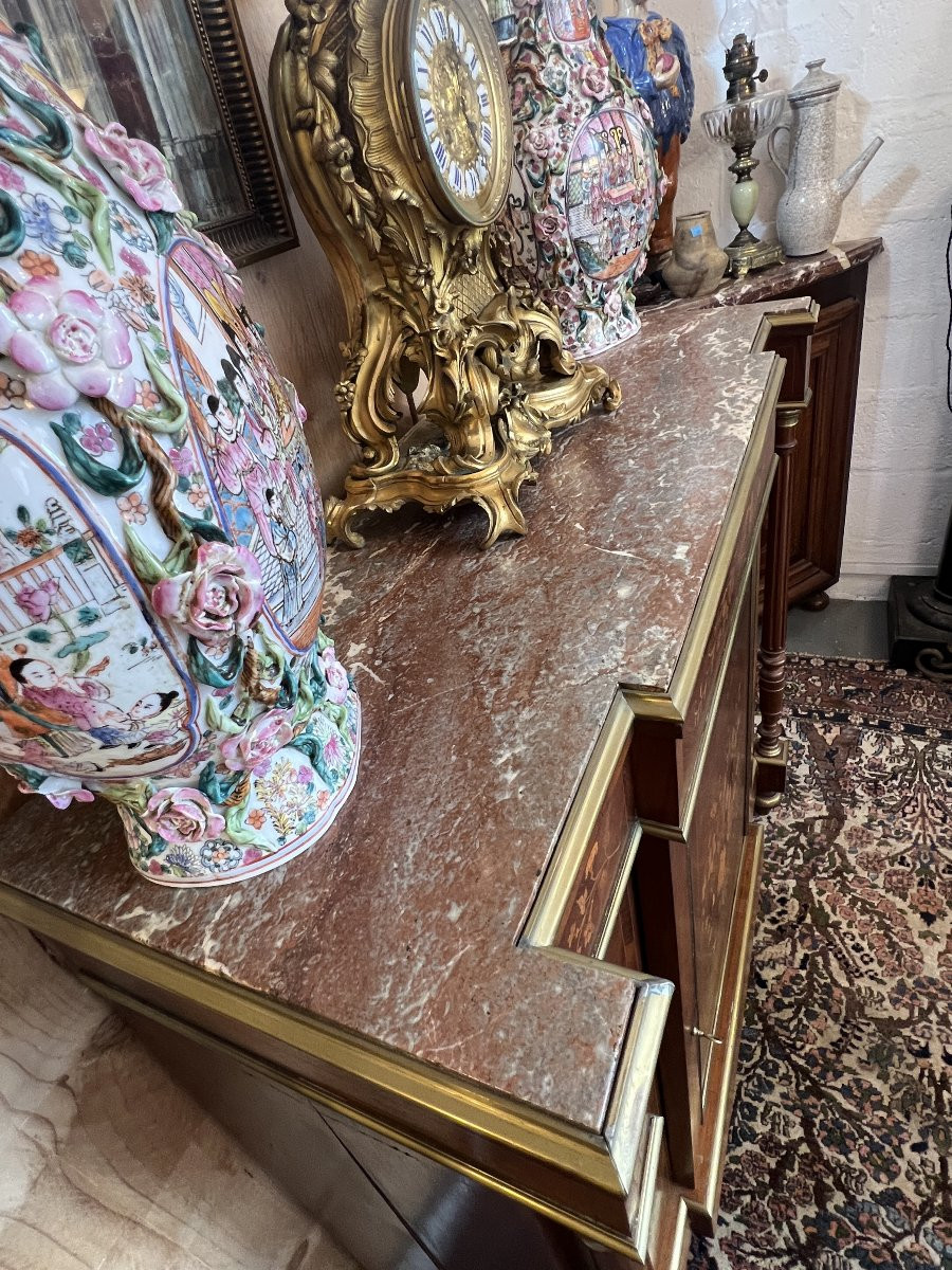 Buffet à hauteur d'appui Napoléon III, en palissandre et marqueterie florale, XIXe siècle-photo-7