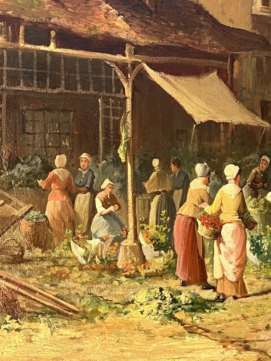 Clément Gontier (1876-1918) Oil On Canvas, Picturesque Scene Of A Village-photo-3
