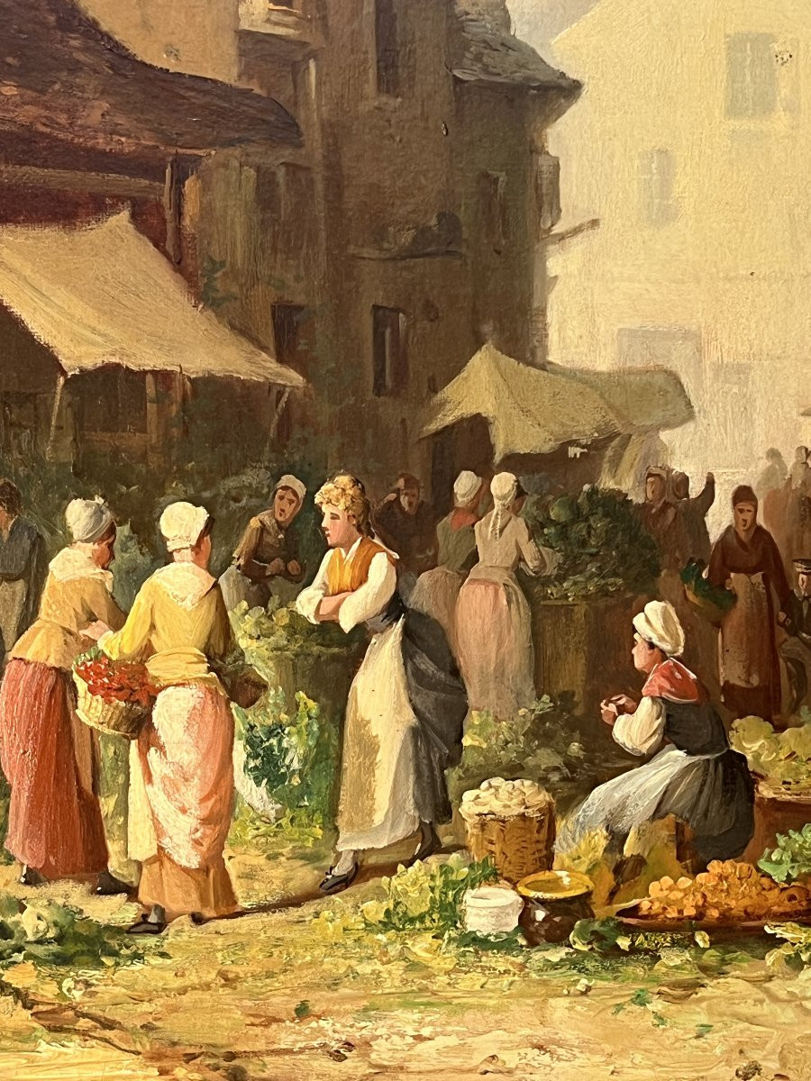 Clément Gontier (1876-1918) Oil On Canvas, Picturesque Scene Of A Village-photo-4