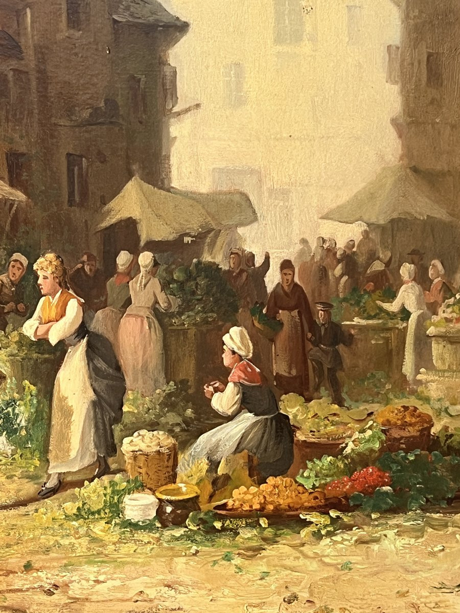 Clément Gontier (1876-1918) Oil On Canvas, Picturesque Scene Of A Village-photo-5