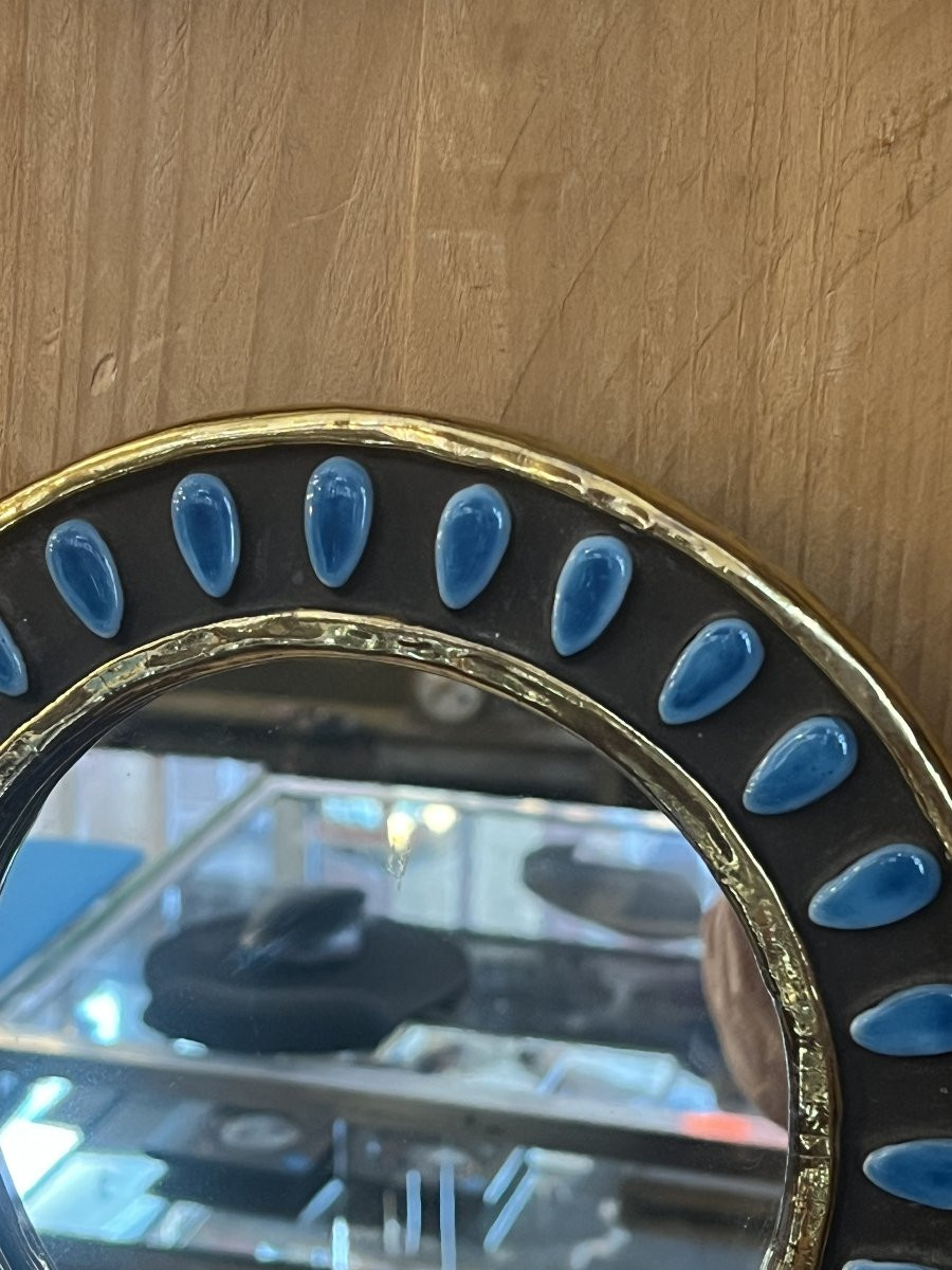 Miroir "Amande" en céramique dorée — Mithé Espelt (22,5 cm)-photo-2