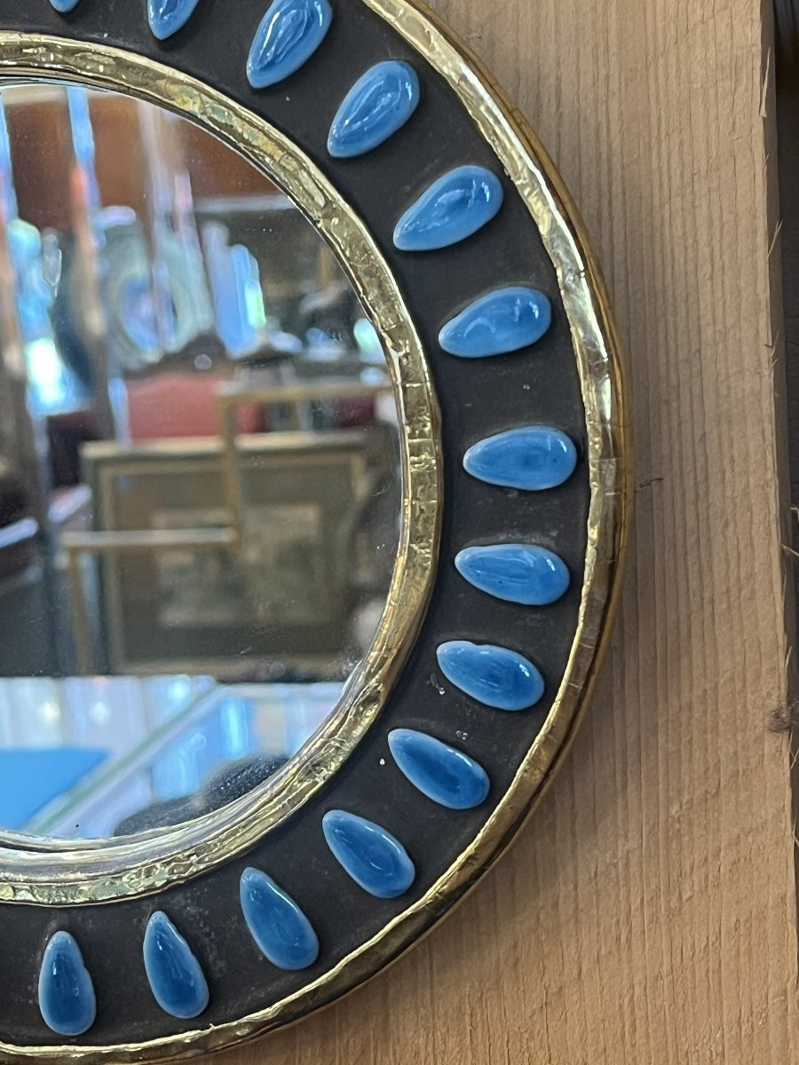 Miroir "Amande" en céramique dorée — Mithé Espelt (22,5 cm)-photo-4