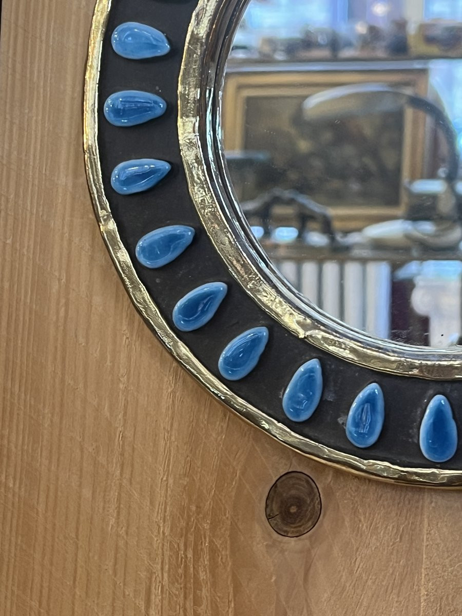 Miroir "Amande" en céramique dorée — Mithé Espelt (22,5 cm)-photo-2