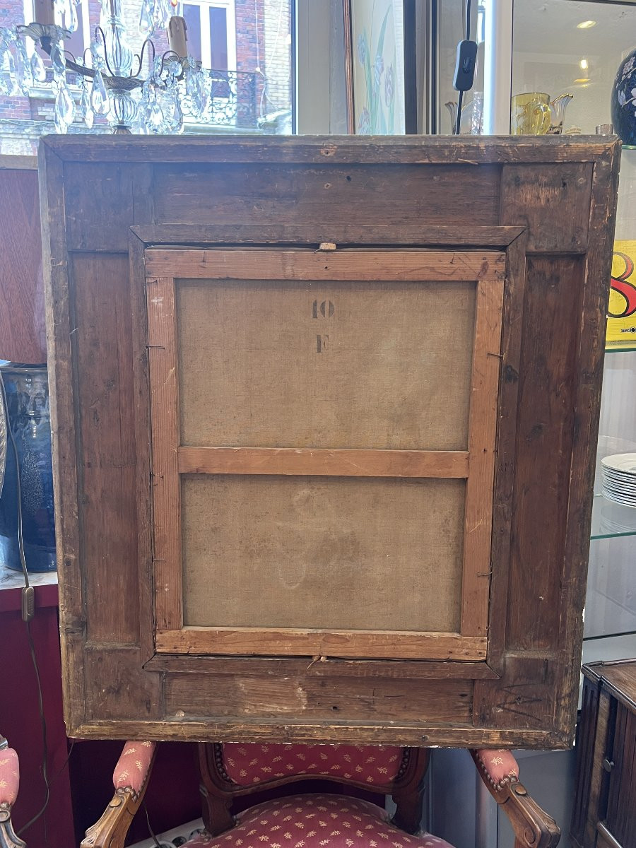 Tableau thème militaire, huile sur toile fin du XIXe siècle, cadre en bois et stuc-photo-8