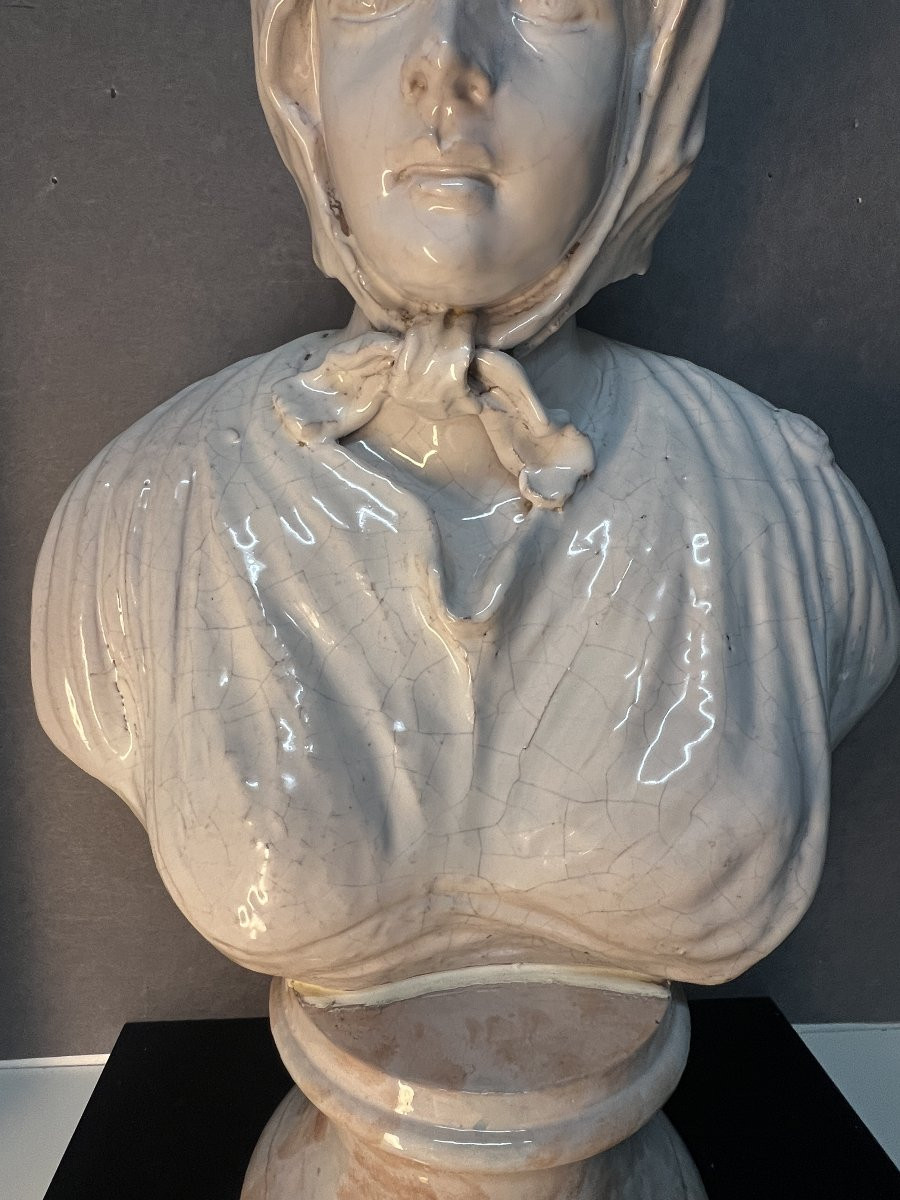 Large Sculpture Of A Woman In Enamelled Terracotta, Italian Neoclassical Style, Late 19th/20th Century-photo-1