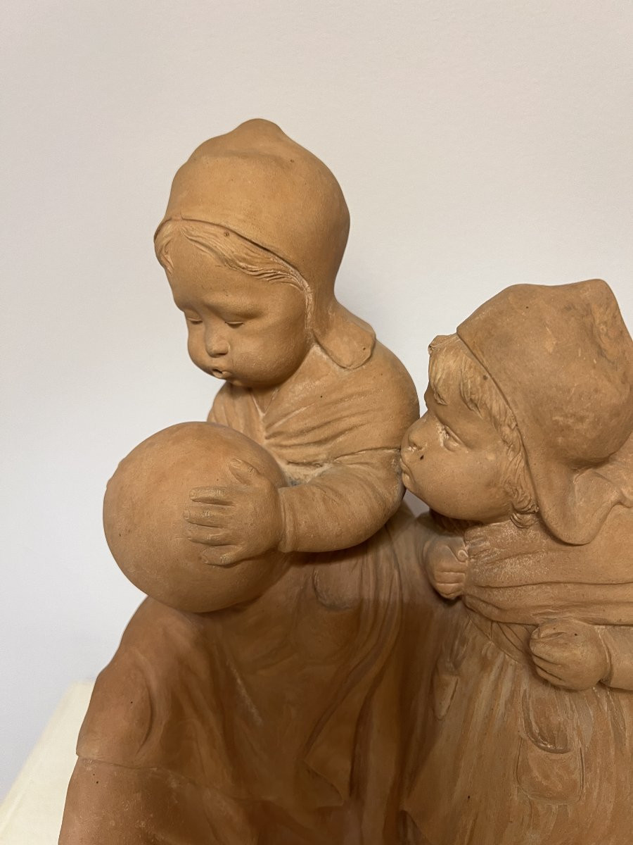 Terre cuite , "Jour de fête " ronde d'enfants signée de Rubens Capaldo ( 1908- 1997 )-photo-4