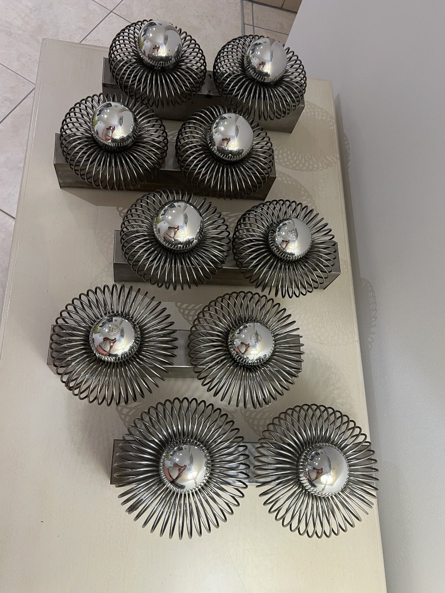 Ensemble de 5 appliques doubles à ressort de Andréa Lazzari vintage 1960-photo-2