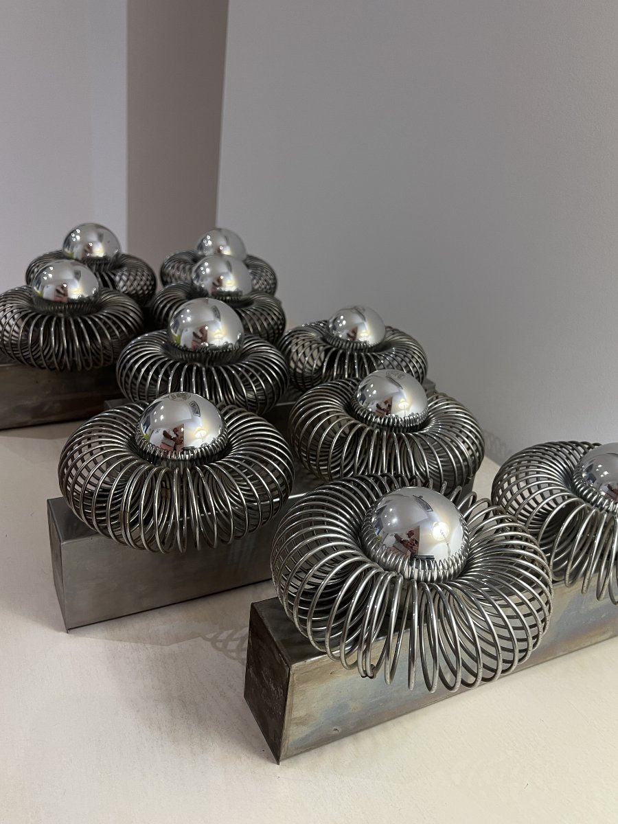 Ensemble de 5 appliques doubles à ressort de Andréa Lazzari vintage 1960-photo-1